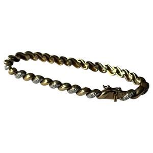 925 China Sterling Silver Gold Vermeil San Marco Tennis Bracelet 7 3/8"